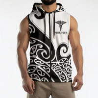 Personalised New Zealand Nurse Sleeveless Zip Hoodie Maori Koru Black Version LT05 - Polynesian Pride