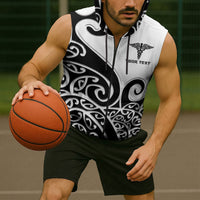 Personalised New Zealand Nurse Sleeveless Zip Hoodie Maori Koru Black Version LT05 - Polynesian Pride