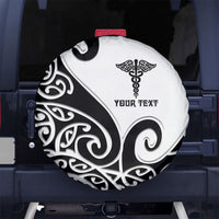 Personalised New Zealand Nurse Spare Tire Cover Maori Koru Black Version LT05 No hole Black - Polynesian Pride