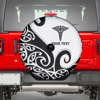 Personalised New Zealand Nurse Spare Tire Cover Maori Koru Black Version LT05 - Polynesian Pride