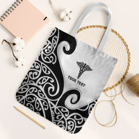 Personalised New Zealand Nurse Tote Bag Maori Koru Black Version LT05 White Strap One Size Black - Polynesian Pride