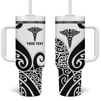 Personalised New Zealand Nurse Tumbler With Handle Maori Koru Black Version LT05 One Size: 40 oz Black - Polynesian Pride