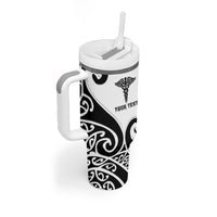 Personalised New Zealand Nurse Tumbler With Handle Maori Koru Black Version LT05 - Polynesian Pride