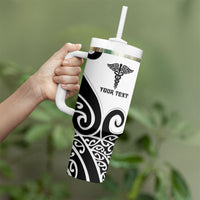 Personalised New Zealand Nurse Tumbler With Handle Maori Koru Black Version LT05 - Polynesian Pride