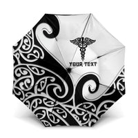 Personalised New Zealand Nurse Umbrella Maori Koru Black Version LT05 One Size Folded 11.42 inch Opened Diameter 37.4 inch Black - Polynesian Pride