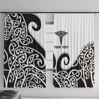 Personalised New Zealand Nurse Window Curtain Maori Koru Black Version