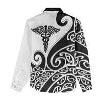 Personalised New Zealand Nurse Women Casual Shirt Maori Koru Black Version LT05 - Polynesian Pride