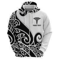 Personalised New Zealand Nurse Zip Hoodie Maori Koru Black Version LT05 - Polynesian Pride