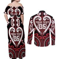 Custom Aotearoa Ngapuhi Couples Matching Off Shoulder Maxi Dress and Long Sleeve Button Shirt Maori Tribal Pattern LT05 - Polynesian Pride