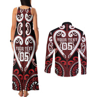 Custom Aotearoa Ngapuhi Couples Matching Tank Maxi Dress and Long Sleeve Button Shirt Maori Tribal Pattern LT05 - Polynesian Pride