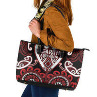 Aotearoa Ngapuhi Leather Tote Bag Maori Tribal Pattern LT05 Red - Polynesian Pride