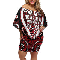 Custom Aotearoa Ngapuhi Off Shoulder Short Dress Maori Tribal Pattern