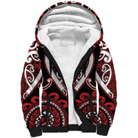 Custom Aotearoa Ngapuhi Sherpa Hoodie Maori Tribal Pattern LT05 Unisex Red - Polynesian Pride
