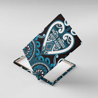 Aotearoa Ngati Porou Canvas Wall Art Maori Tribal Pattern LT05 With Frame Blue - Polynesian Pride