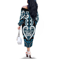 Custom Aotearoa Ngati Porou Family Matching Off The Shoulder Long Sleeve Dress and Hawaiian Shirt Maori Tribal Pattern
