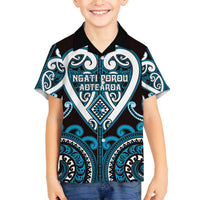 Custom Aotearoa Ngati Porou Family Matching Off The Shoulder Long Sleeve Dress and Hawaiian Shirt Maori Tribal Pattern