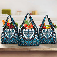 Aotearoa Ngati Porou Grocery Bag Maori Tribal Pattern LT05 3-pack One Size Blue - Polynesian Pride