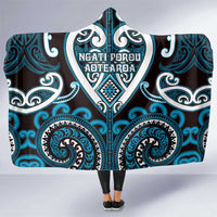 Aotearoa Ngati Porou Hooded Blanket Maori Tribal Pattern LT05 One Size Blue - Polynesian Pride