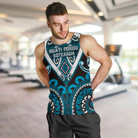 Custom Aotearoa Ngati Porou Men Tank Top Maori Tribal Pattern LT05 Blue - Polynesian Pride