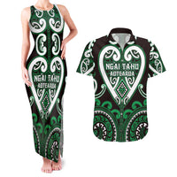 Custom Aotearoa Ngai Tahu Couples Matching Tank Maxi Dress and Hawaiian Shirt Maori Tribal Pattern LT05 Green - Polynesian Pride