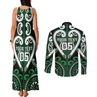 Custom Aotearoa Ngai Tahu Couples Matching Tank Maxi Dress and Long Sleeve Button Shirt Maori Tribal Pattern LT05 - Polynesian Pride