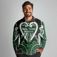 Custom Aotearoa Ngai Tahu Long Sleeve Polo Shirt Maori Tribal Pattern