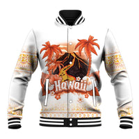 Hawaiian Volcano Lava Flow Baseball Jacket With Hawaiian Tapa Pattern LT05 Unisex Orange - Polynesian Pride