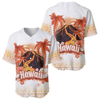 Hawaiian Volcano Lava Flow Baseball Jersey With Hawaiian Tapa Pattern