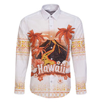 Hawaiian Volcano Lava Flow Family Matching Mermaid Dress and Hawaiian Shirt With Hawaiian Tapa Pattern