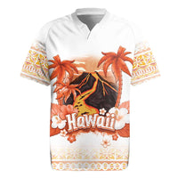 Hawaiian Volcano Lava Flow Rugby Jersey With Hawaiian Tapa Pattern LT05 Orange - Polynesian Pride