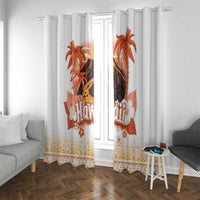 Hawaiian Volcano Lava Flow Window Curtain With Hawaiian Tapa Pattern LT05 With Grommets Orange - Polynesian Pride