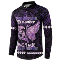 Personalised Alzheimer's Awareness Button Sweatshirt You May Not Remember But I Will Never Forget LT05 - Polynesian Pride