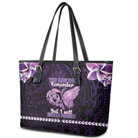 Alzheimer's Awareness Leather Tote Bag You May Not Remember But I Will Never Forget LT05 - Polynesian Pride