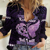 Personalised Alzheimer's Awareness Women Casual Shirt You May Not Remember But I Will Never Forget
