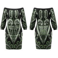 Custom Aotearoa Ngati Awa Couples Matching Off The Shoulder Long Sleeve Dress and Long Sleeve Button Shirt Maori Tribal Pattern LT05 - Polynesian Pride