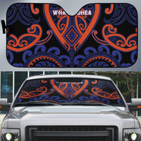 Aotearoa Whakatohea Auto Sun Shade Maori Tribal Pattern LT05 Navy - Polynesian Pride
