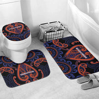 Aotearoa Whakatohea Bathroom Set Maori Tribal Pattern LT05 Mat Set Only (3 pcs) One Size Navy - Polynesian Pride