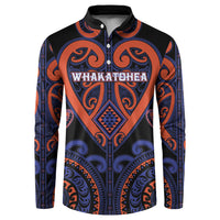 Custom Aotearoa Whakatohea Button Sweatshirt Maori Tribal Pattern LT05 Navy - Polynesian Pride