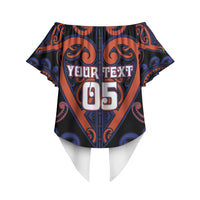 Custom Aotearoa Whakatohea Off Shoulder Wrap Waist Top Maori Tribal Pattern LT05 - Polynesian Pride