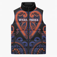 Custom Aotearoa Whakatohea Sleeveless Puffer Jacket Maori Tribal Pattern LT05 Unisex Navy - Polynesian Pride
