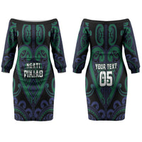 Custom Aotearoa Ngati Pikiao Couples Matching Off The Shoulder Long Sleeve Dress and Long Sleeve Button Shirt Maori Tribal Pattern LT05 - Polynesian Pride