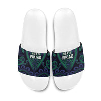 Aotearoa Ngati Pikiao Slide Sandals Maori Tribal Pattern LT05 Green - Polynesian Pride