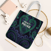 Aotearoa Ngati Pikiao Tote Bag Maori Tribal Pattern LT05 White Strap One Size Green - Polynesian Pride