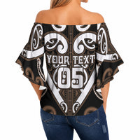 Custom Aotearoa Kati Mamoe Off Shoulder Wrap Waist Top Maori Tribal Pattern LT05 - Polynesian Pride