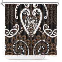 Aotearoa Kati Mamoe Shower Curtain Maori Tribal Pattern LT05 Brown - Polynesian Pride