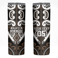 Custom Aotearoa Kati Mamoe Skinny Tumbler Maori Tribal Pattern LT05 Brown - Polynesian Pride