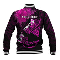 Personalized Hawaii Maui Baseball Jacket Polynesian Fish Hook Hibiscus Pink Version LT05 - Polynesian Pride