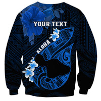Personalized Hawaii Maui Sweatshirt Polynesian Fish Hook Hibiscus Blue Version LT05 - Polynesian Pride