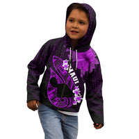 Hawaii Maui Kid Hoodie Polynesian Fish Hook Hibiscus Purple Version LT05 - Polynesian Pride