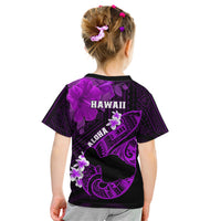Hawaii Maui Kid T Shirt Polynesian Fish Hook Hibiscus Purple Version LT05 - Polynesian Pride